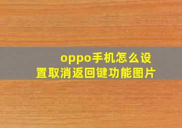 oppo手机怎么设置取消返回键功能图片