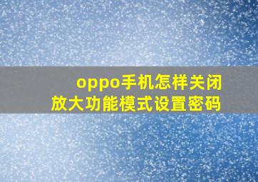 oppo手机怎样关闭放大功能模式设置密码