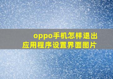 oppo手机怎样退出应用程序设置界面图片