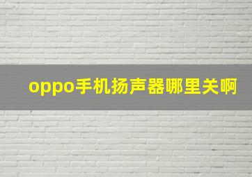 oppo手机扬声器哪里关啊