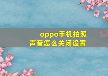 oppo手机拍照声音怎么关闭设置