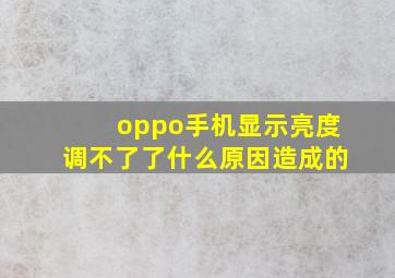 oppo手机显示亮度调不了了什么原因造成的