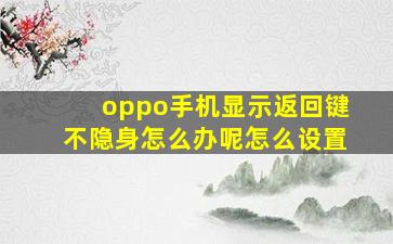 oppo手机显示返回键不隐身怎么办呢怎么设置