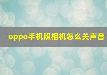 oppo手机照相机怎么关声音