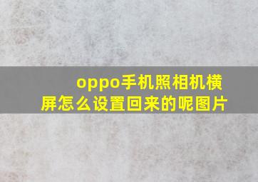 oppo手机照相机横屏怎么设置回来的呢图片