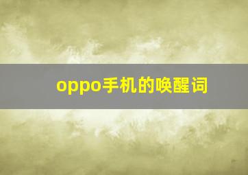 oppo手机的唤醒词