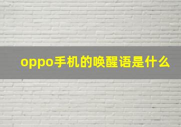 oppo手机的唤醒语是什么