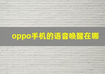 oppo手机的语音唤醒在哪