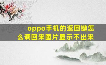 oppo手机的返回键怎么调回来图片显示不出来