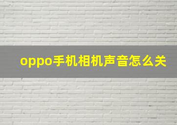 oppo手机相机声音怎么关