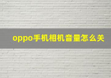 oppo手机相机音量怎么关