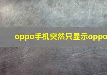 oppo手机突然只显示oppo