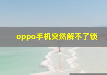 oppo手机突然解不了锁