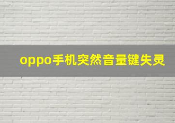 oppo手机突然音量键失灵