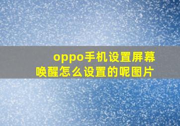 oppo手机设置屏幕唤醒怎么设置的呢图片