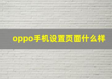 oppo手机设置页面什么样