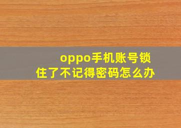 oppo手机账号锁住了不记得密码怎么办