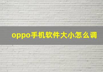 oppo手机软件大小怎么调