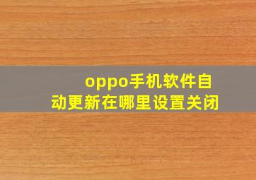 oppo手机软件自动更新在哪里设置关闭