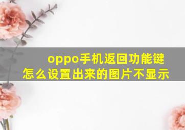 oppo手机返回功能键怎么设置出来的图片不显示