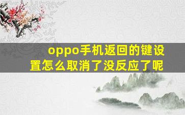 oppo手机返回的键设置怎么取消了没反应了呢