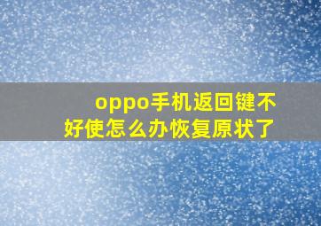 oppo手机返回键不好使怎么办恢复原状了