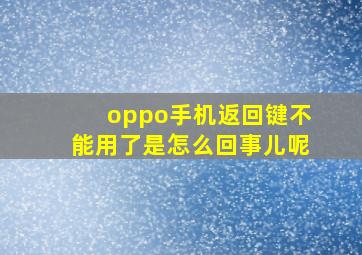 oppo手机返回键不能用了是怎么回事儿呢