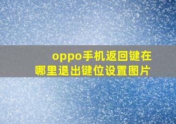 oppo手机返回键在哪里退出键位设置图片