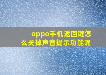 oppo手机返回键怎么关掉声音提示功能呢