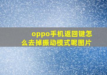 oppo手机返回键怎么去掉振动模式呢图片