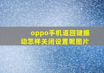 oppo手机返回键振动怎样关闭设置呢图片