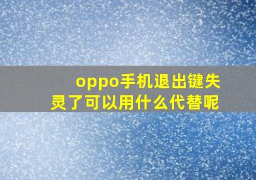 oppo手机退出键失灵了可以用什么代替呢