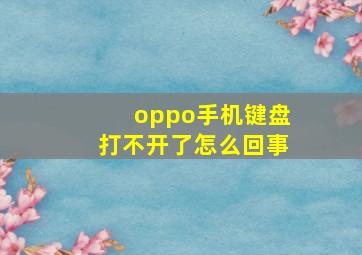 oppo手机键盘打不开了怎么回事