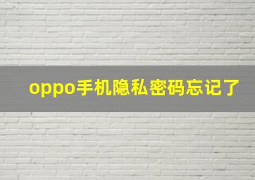 oppo手机隐私密码忘记了