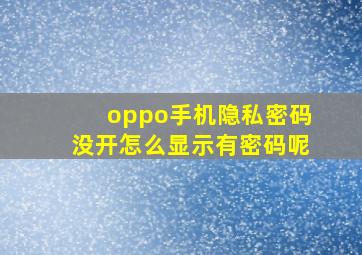 oppo手机隐私密码没开怎么显示有密码呢