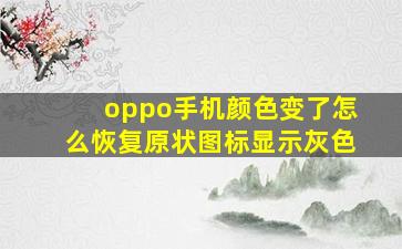 oppo手机颜色变了怎么恢复原状图标显示灰色