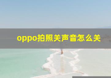 oppo拍照关声音怎么关