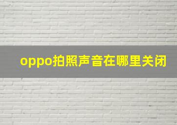 oppo拍照声音在哪里关闭