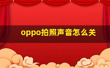 oppo拍照声音怎么关