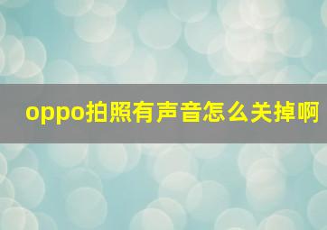 oppo拍照有声音怎么关掉啊