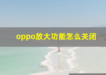 oppo放大功能怎么关闭