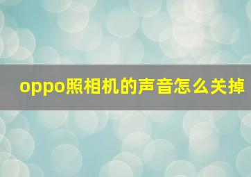 oppo照相机的声音怎么关掉