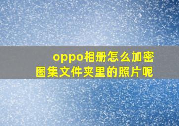 oppo相册怎么加密图集文件夹里的照片呢