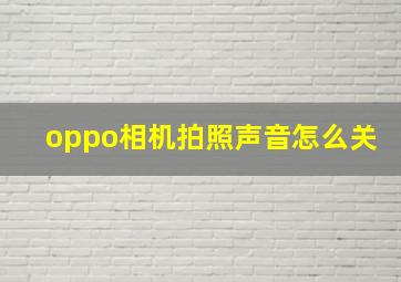 oppo相机拍照声音怎么关