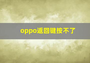 oppo返回键按不了