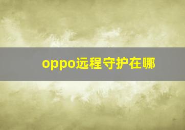 oppo远程守护在哪