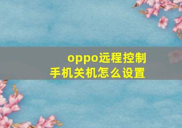 oppo远程控制手机关机怎么设置