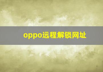 oppo远程解锁网址