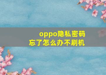 oppo隐私密码忘了怎么办不刷机