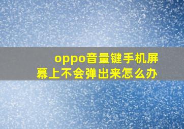 oppo音量键手机屏幕上不会弹出来怎么办